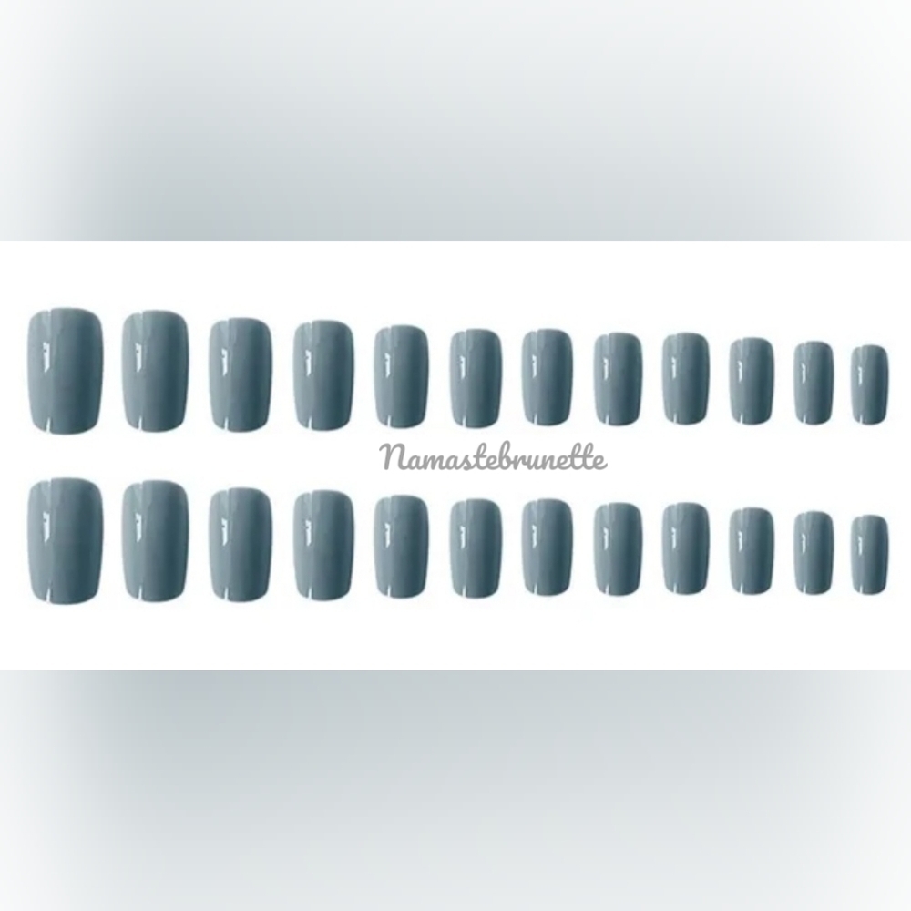 2/$16 Haze Blue Gray Press On Nails - Picture 3 of 7